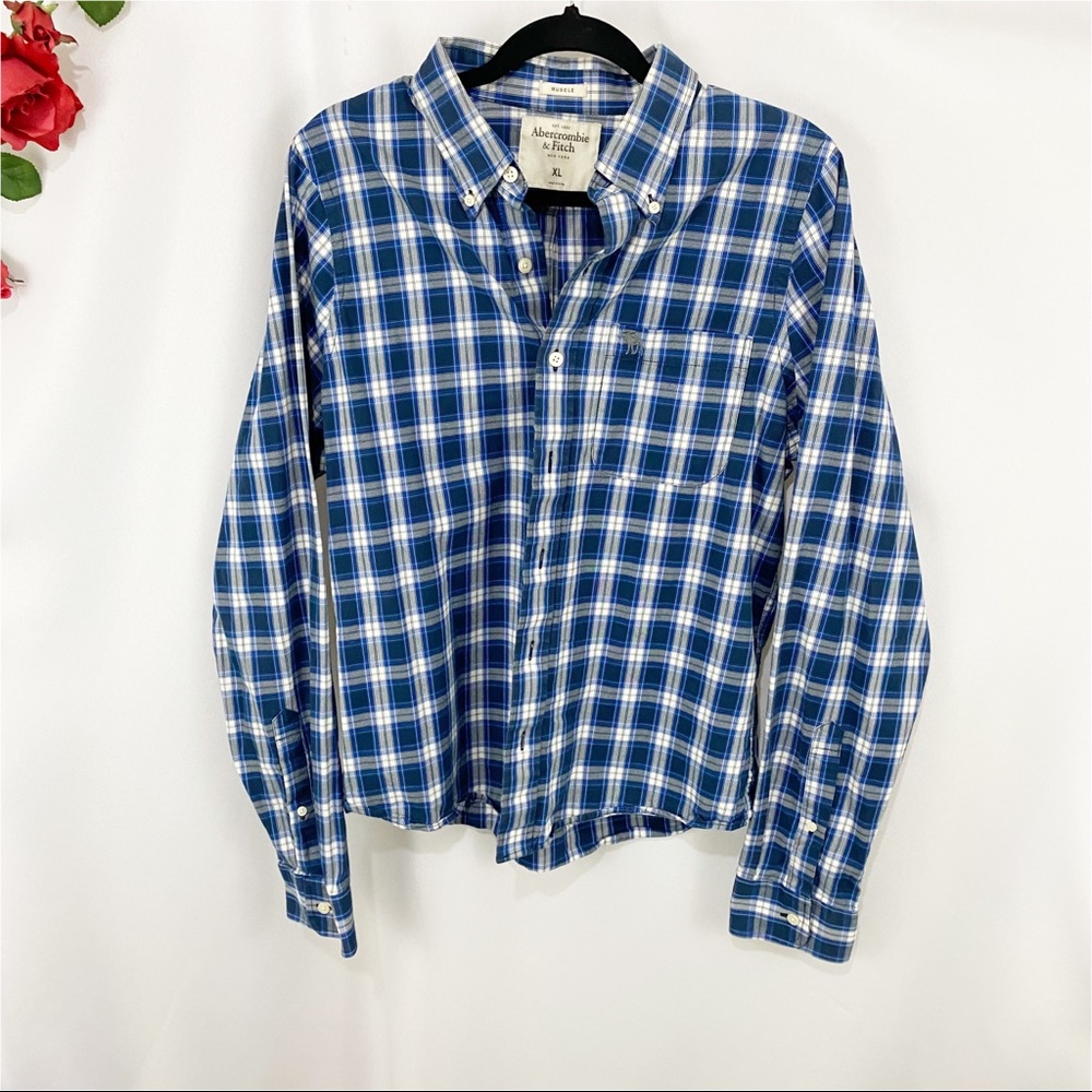 Abercrombie & Fitch Plaid Long Sleeve Button Down Shirt Muscle Fit